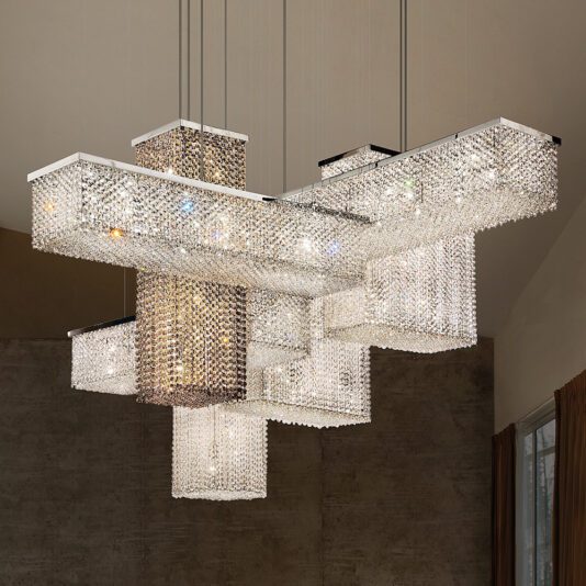 Contemporary Italian Designer Swarovski Crystal Geometric Chandelier
