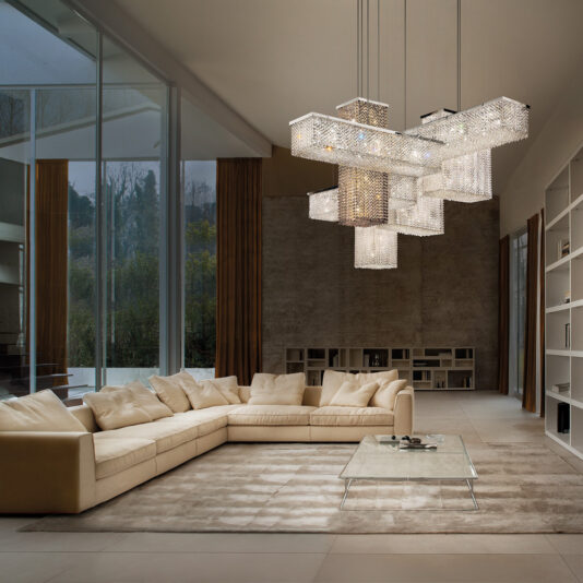 Contemporary Italian Designer Crystal Geometric Chandelier Contemporary Italian Designer Swarovski Crystal Geometric Chandelier