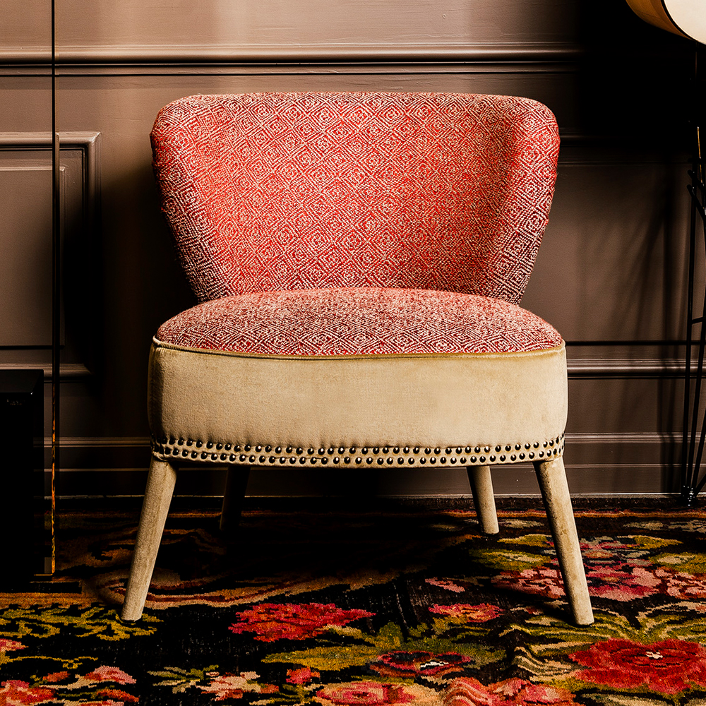 Contemporary Two-Tone Upholstered Designer Occasional Chair