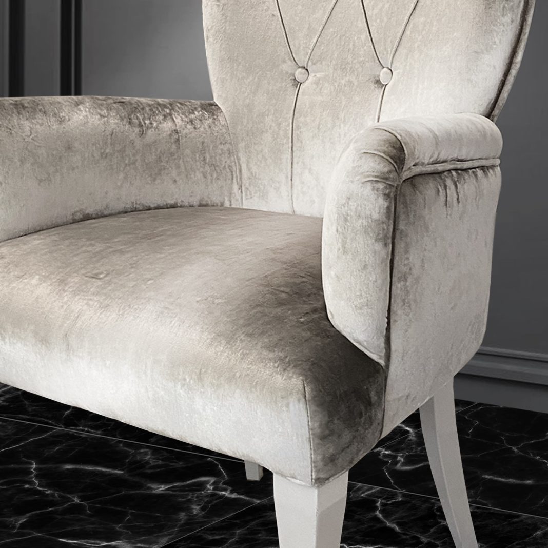 Italian Designer Button Upholstered Velvet Dining Chair