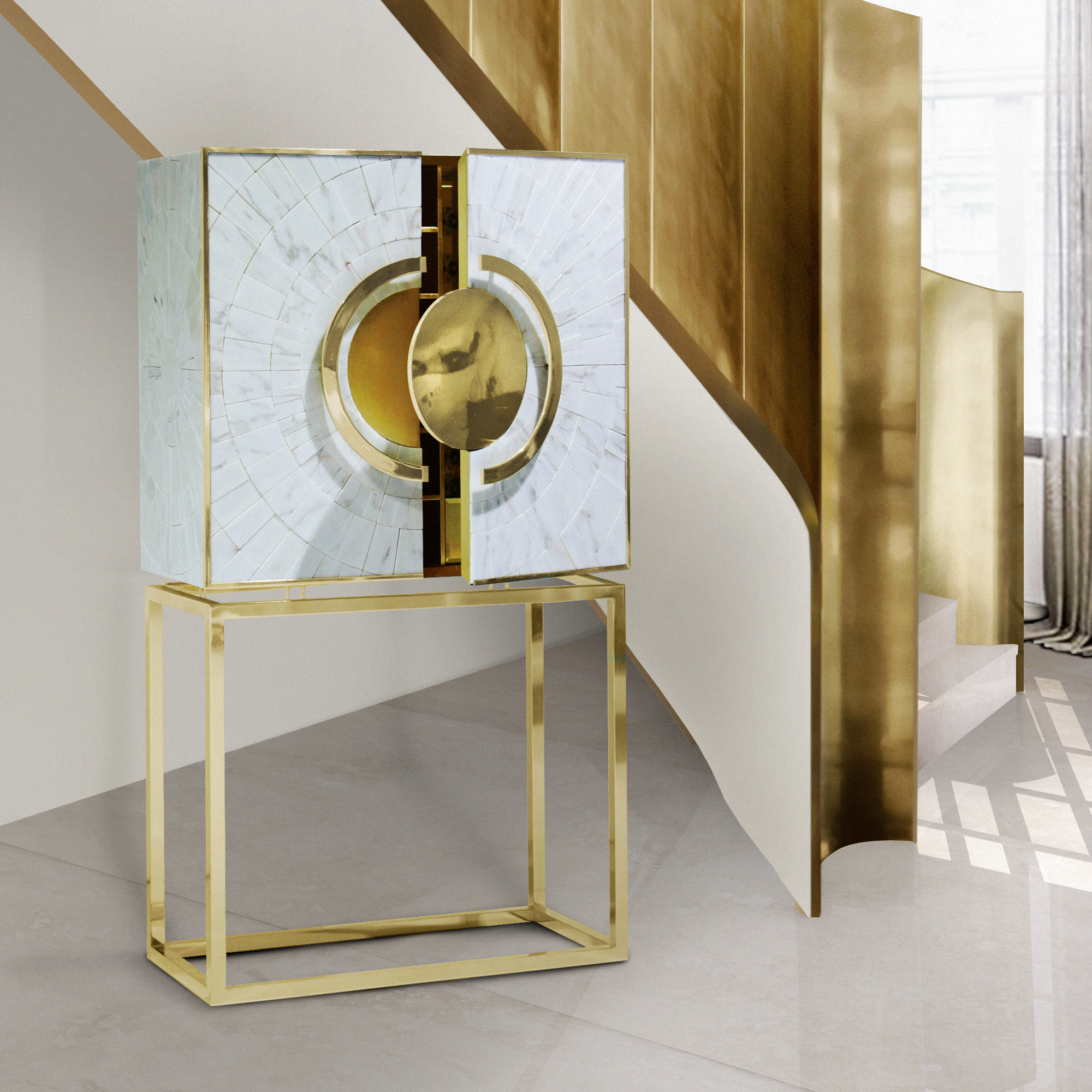 Exclusive Marble Art Deco Inspired Contemporary Cabinet