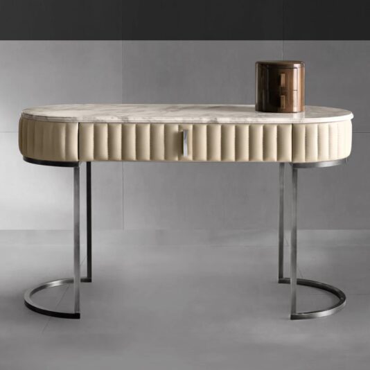 Italian Designer Leather Upholstered Modern Console Table Italian Designer Leather Upholstered Modern Console Table