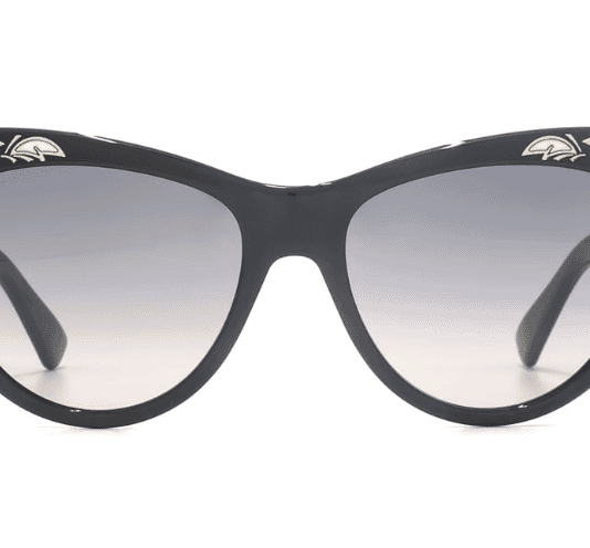 Gucci sunglasses, black retro frame with ivory and gold decoration