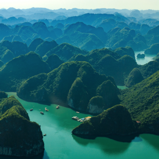 Vietnam, Halong Bay aerial view