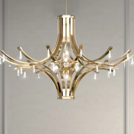 New Year, New Arrivals, contemporary gold plated chandelier with crystal drops