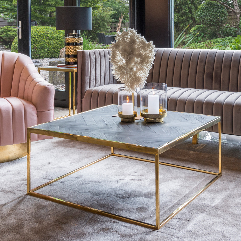 Modern Black And Gold Square Coffee Table