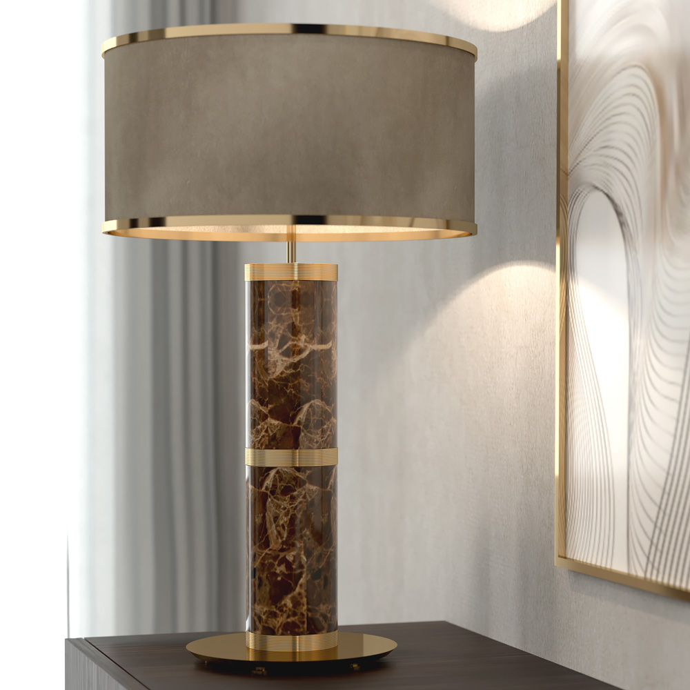 Luxury Designer Emperador Marble Table Lamp