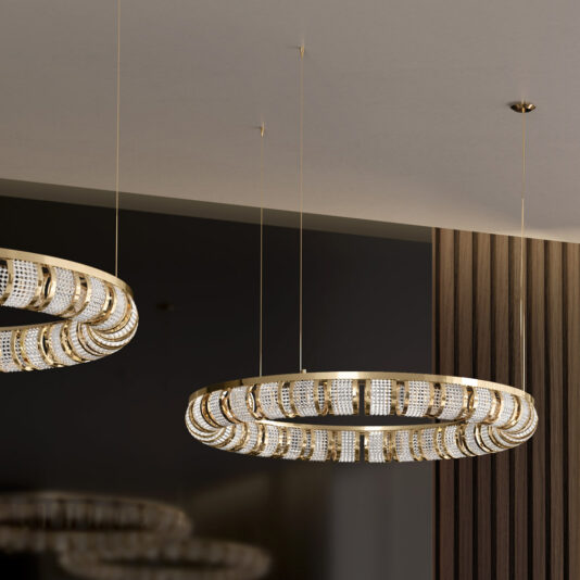 Designer Swarovski Crystal 24 Carat Gold Plated Circular Chandelier