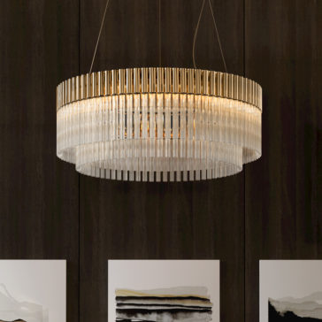 High End 24 Carat Gold Plated Tubular Designer Chandelier High End 24 Carat Gold Plated Tubular Designer Chandelier