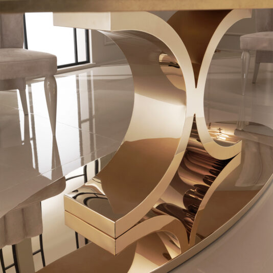 24 Carat Gold Plated Oval Designer Italian Dining Set