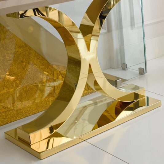 24 Carat Gold Plated Lacquered Designer Console Table 24 Carat Gold and Lacquer Designer Console Table