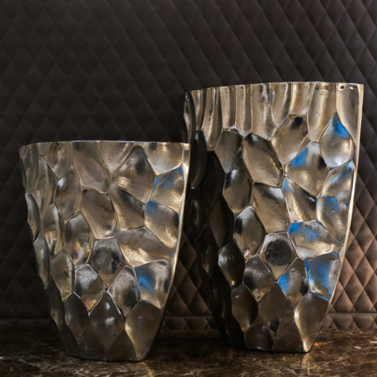 Abstract Modern Vase Set In A Silver Finish