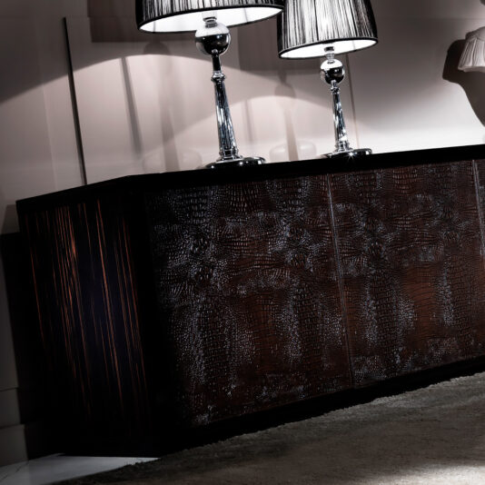 Alligator Embossed Leather Veneered Buffet Sideboard