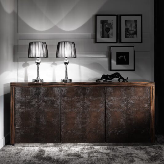Alligator Embossed Leather Veneered Buffet Sideboard