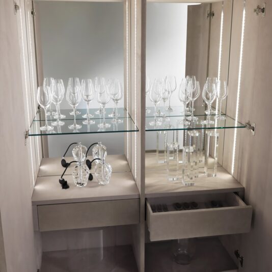 Textured Leather Italian Designer Large Cabinet Alligator Pattern Leather Italian Designer Large Cabinet