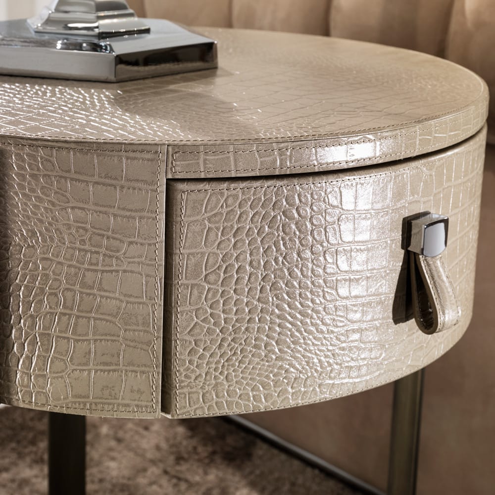 Textured Leather Side Table