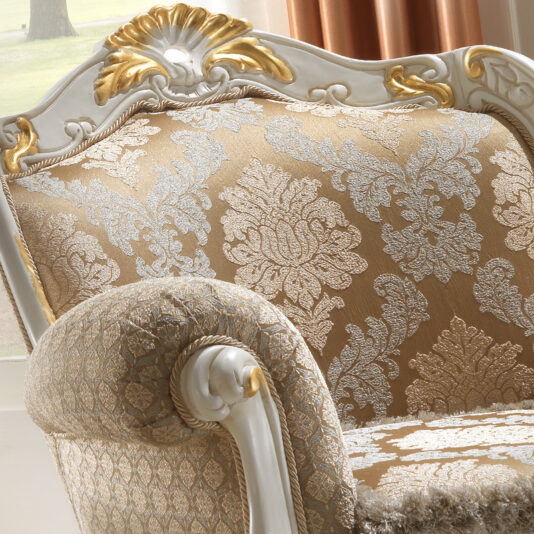 Alluring Rococo Ivory and Gold Leaf Armchair