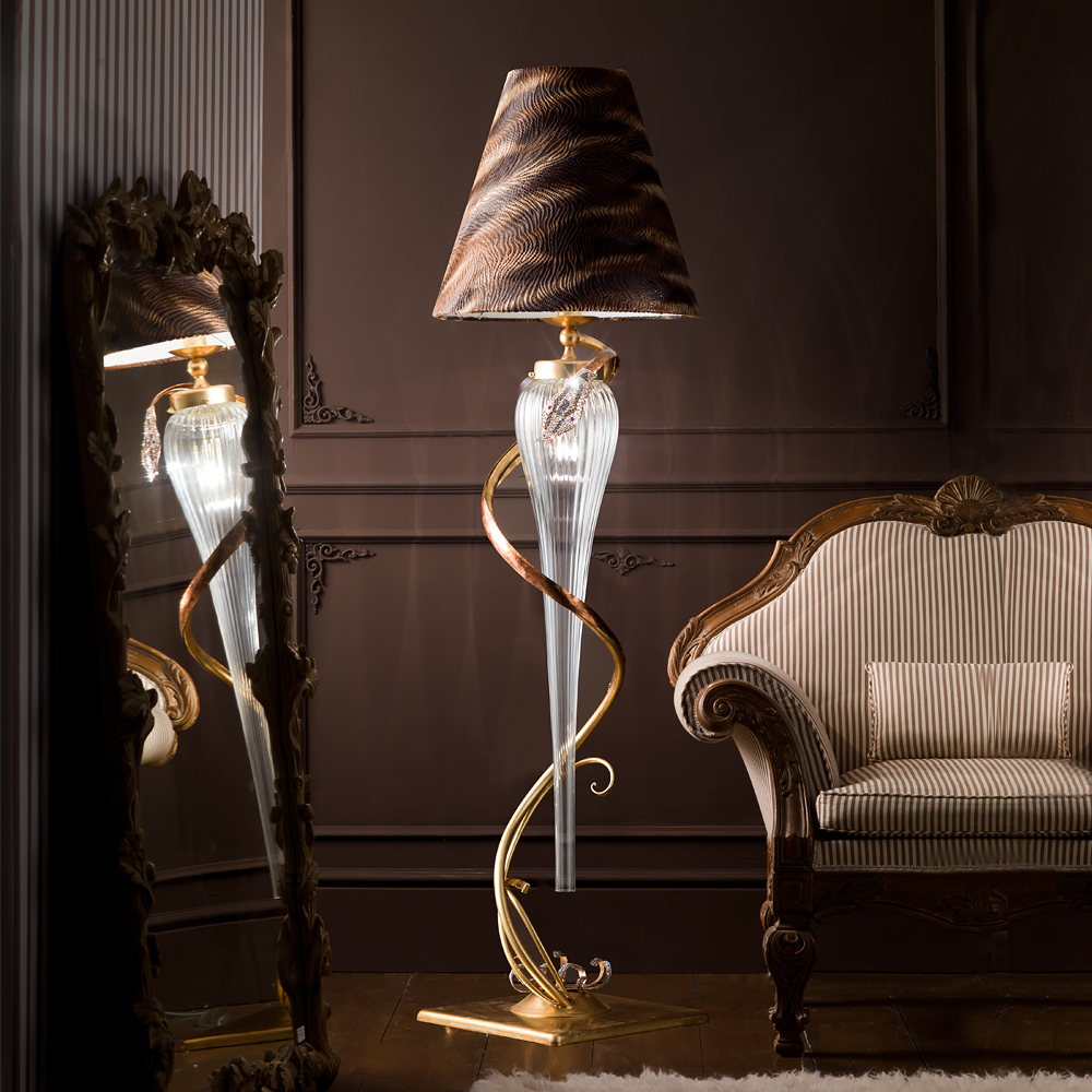 Gold Crystal Twisted Design Floor Lamp