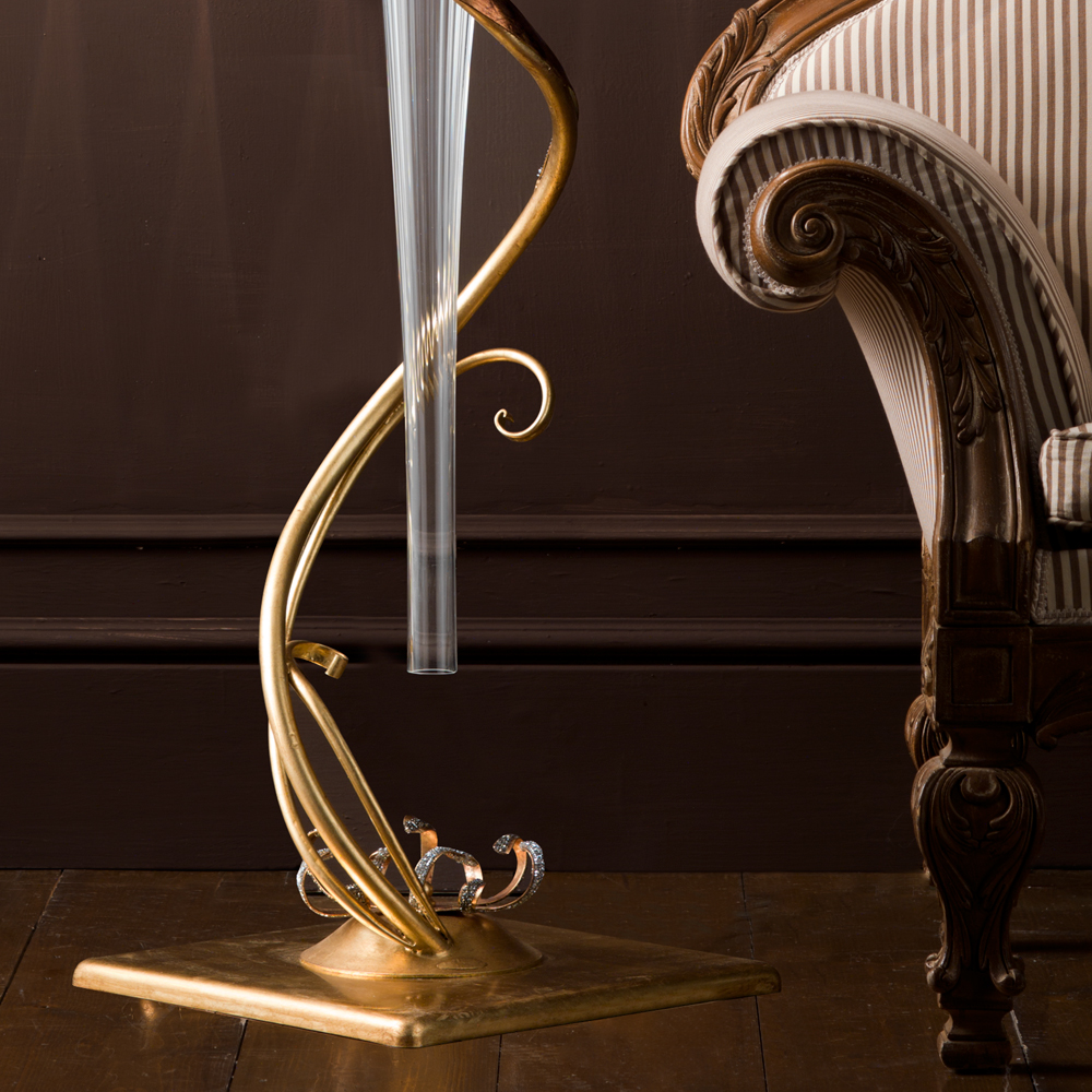 Gold Crystal Twisted Design Floor Lamp