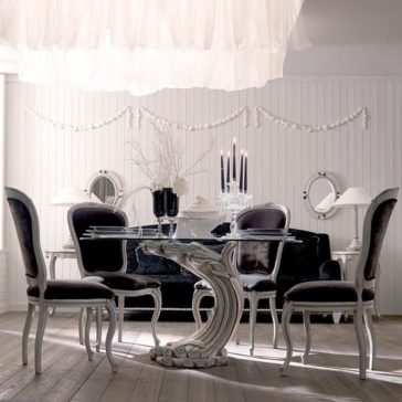 Antique Finish Silver Italian Pedestal Round Glass Dining Table Set Antique Finish Silver Italian Pedestal Round Glass Dining Table Set