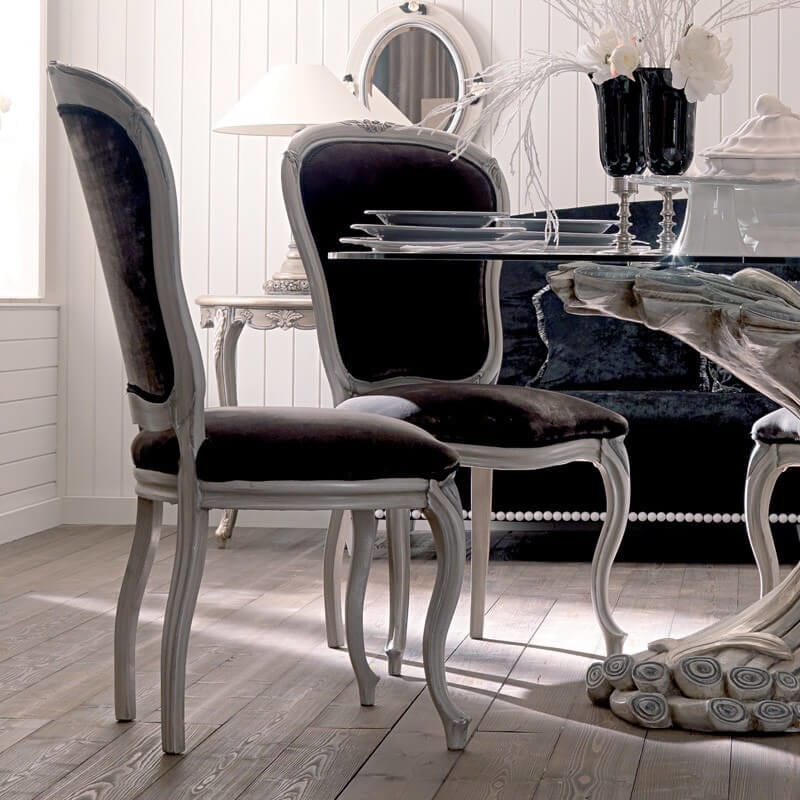 Antique Finish Silver Designer Italian Chair