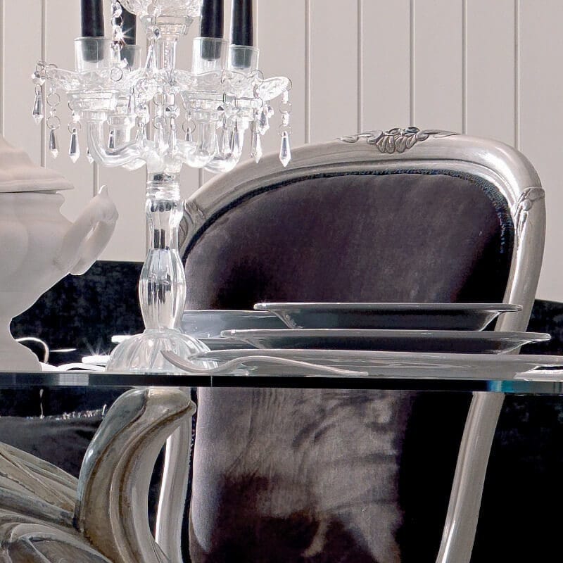 Antique Finish Silver Designer Italian Chair