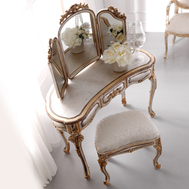 silver dressing table stool Coaster Leighton Metallic Mercury Vanity Desk and Stool