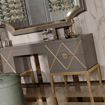 Art Deco Inspired Italian Designer 5 Drawer Dressing Table Art Deco Inspired Italian Designer 5 Drawer Dressing Table