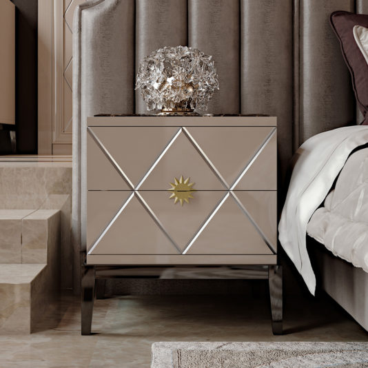 Art Deco Inspired Italian Designer Lacquered Bedside Cabinet