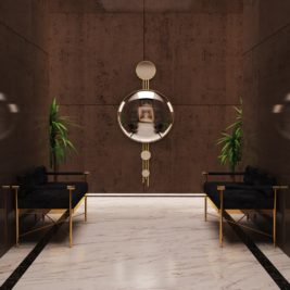 Art Deco Inspired Large Convex Designer Wall Mirror