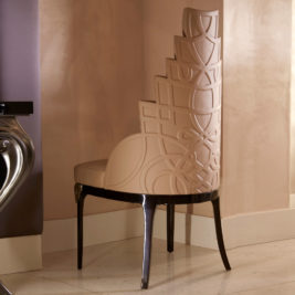 Art Deco Inspired Tiered Leather Upholstered Chair