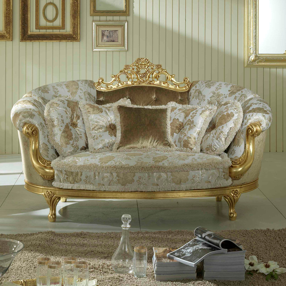 Baroque Style Italian Gold Leaf 2 Seater Sofa