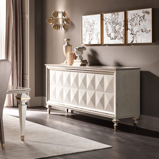 Bespoke Italian Diamond Design Ivory Sideboard