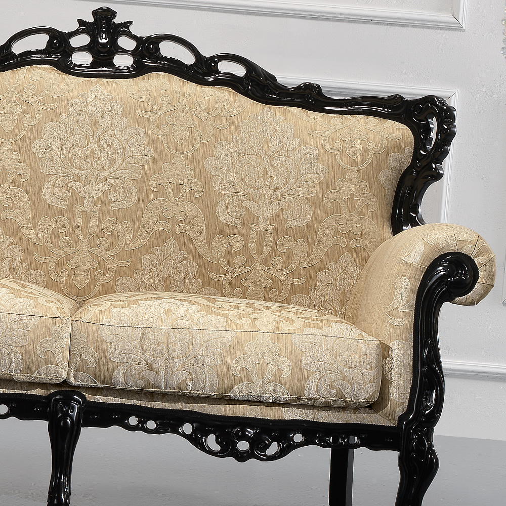 Black Lacquered Louis XV Style Day Sofa
