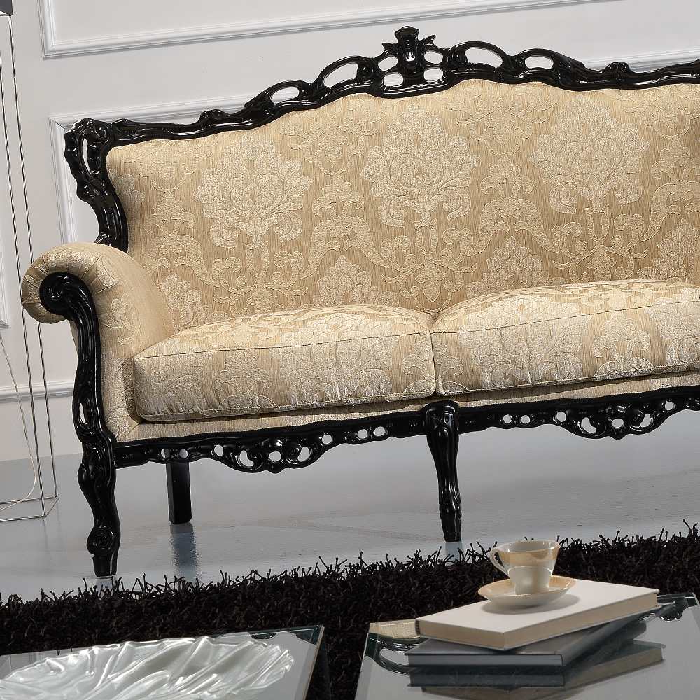Black Lacquered Louis XV Style Day Sofa