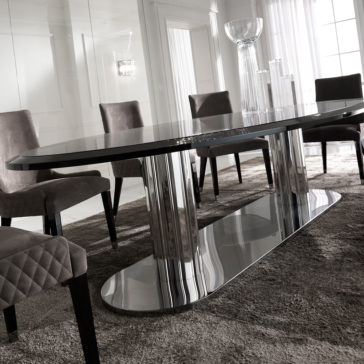 Black Oval Dining Table Including Eight Nubuck Dining Chairs