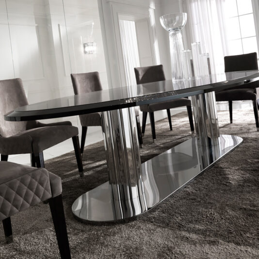 Italian Black Oval Dining Table Set Black Oval Dining Table Including Eight Nubuck Dining Chairs