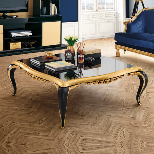 Black Lacquered Gold Leaf Coffee Table