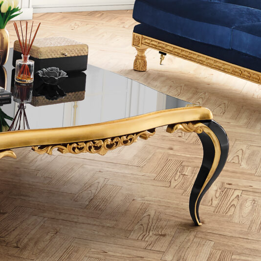 Black Lacquered Gold Leaf Coffee Table Black Lacquered Gold Leaf Coffee Table