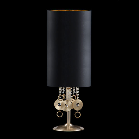 Tall Crystal Black Table Lamp