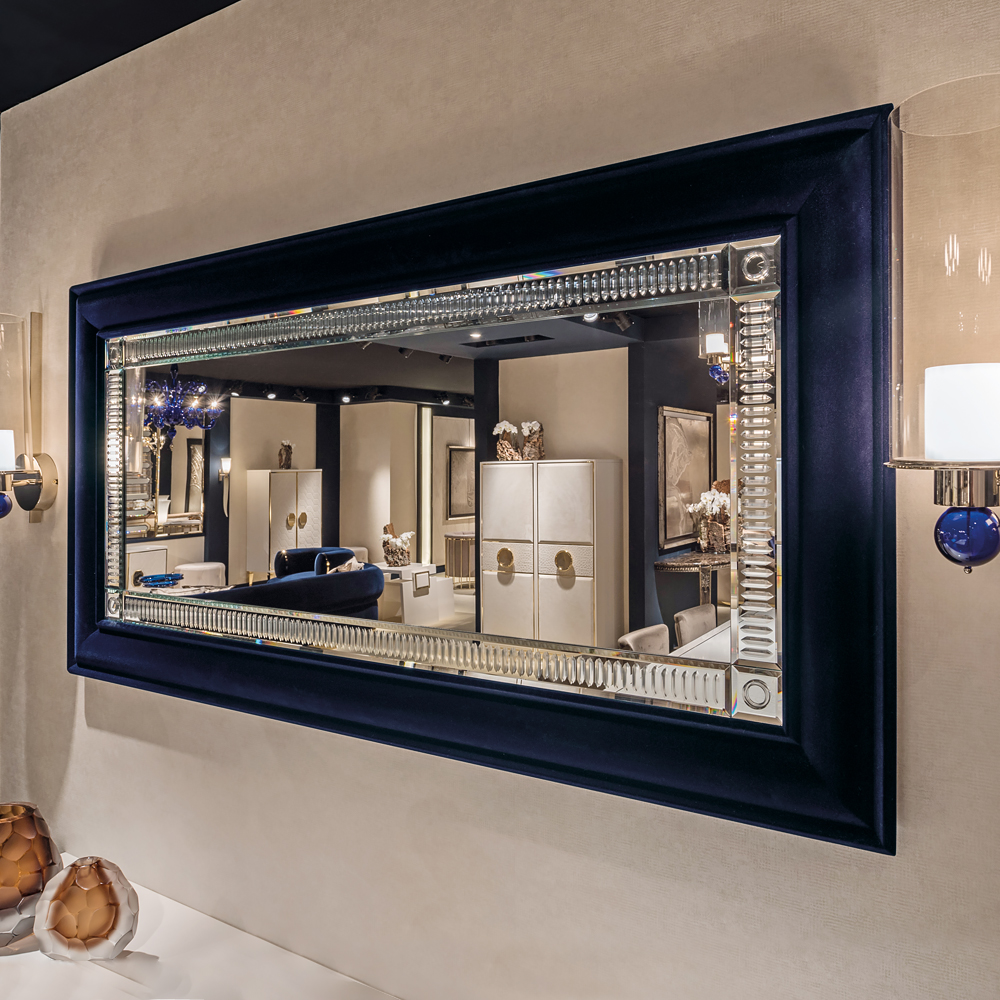 Luxury Italian Blue Velvet Venetian Mirror