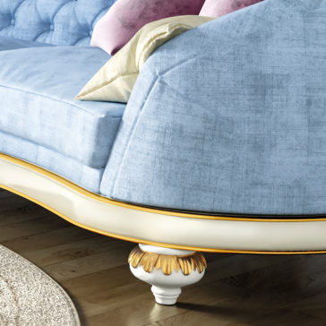 High End Modern Italian Designer Blue Velvet Sofa