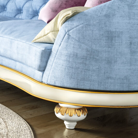 Large Luxury Blue Upholstered Curved Sofa High End Modern Italian Designer Blue Velvet Sofa