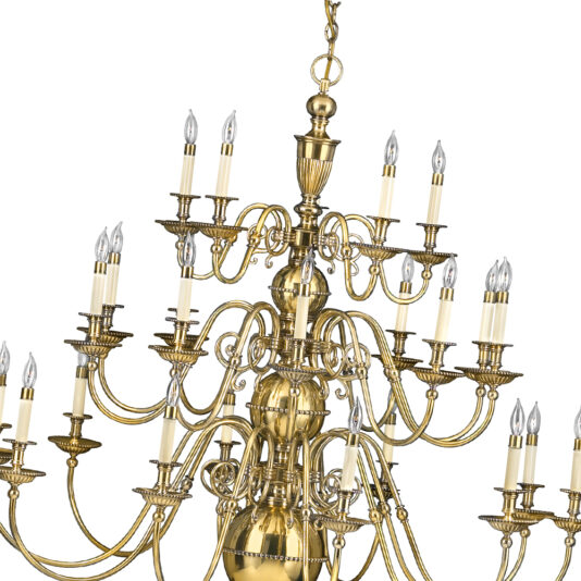Classic New England Colonial Solid Brass Chandelier