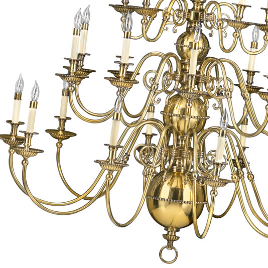 Classic New England Colonial Solid Brass Chandelier