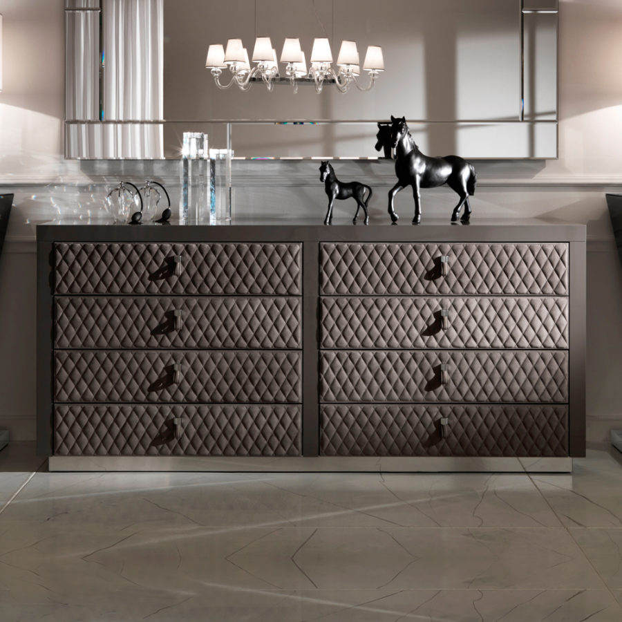 Luxury Italian Lacquered Quilted Leather Drawers - Juliettes Interiors