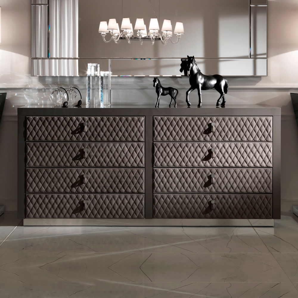 Luxury Italian Lacquered Quilted Leather Drawers