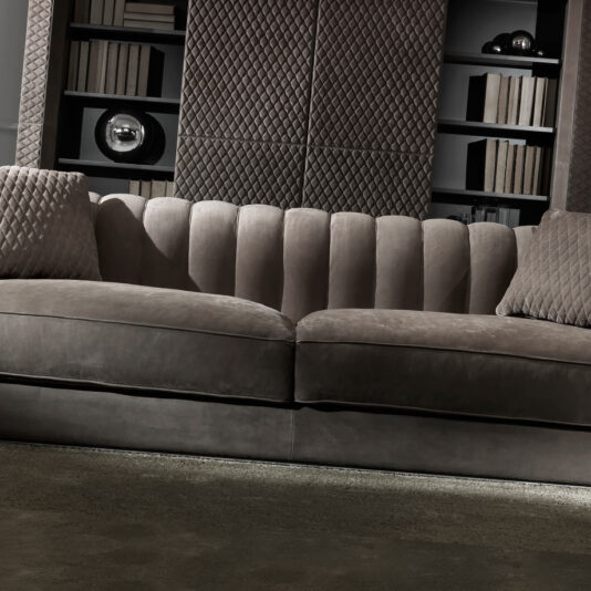 Large Contemporary Chocolate Brown Nubuck Leather Italian Sofa