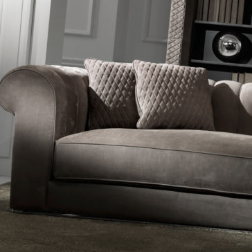 Large Contemporary Chocolate Brown Nubuck Leather Italian Sofa