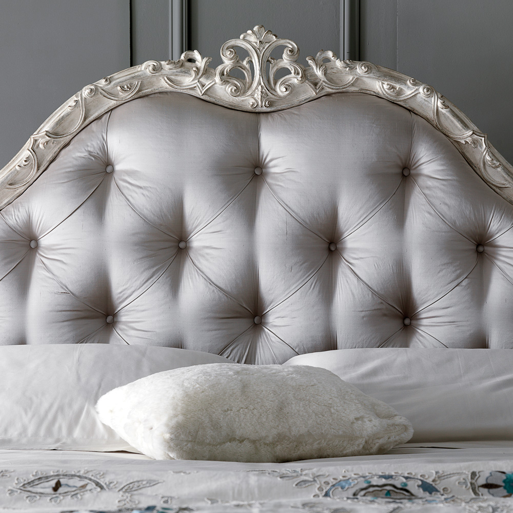 High End Carved Button Upholstered Italian Storage Bed